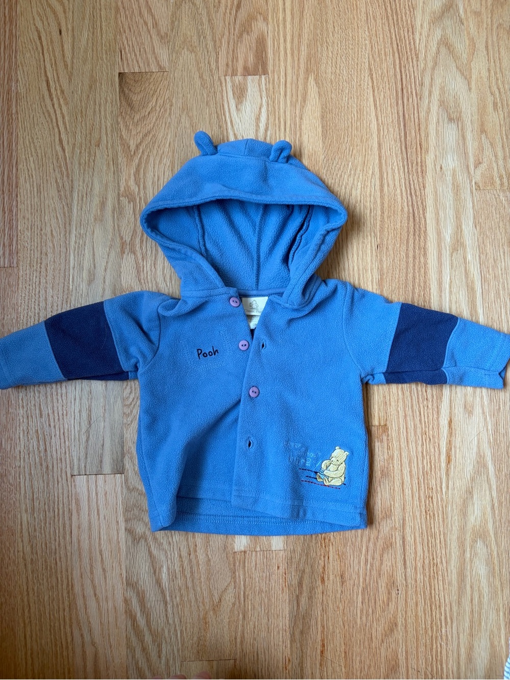 True Vintage Disney Blue Pooh Hooded Fleece Jacket